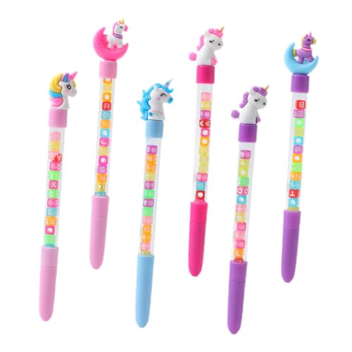 OSALADI 6 Stück Kugelschreiber Blaue Einhorn Cartoon Stifte für Schüler Niedliche Schreibutensilien für Notizen Bürobedarf und Schulprojekte Ergonomisches Design und Glattes Schreiben von OSALADI