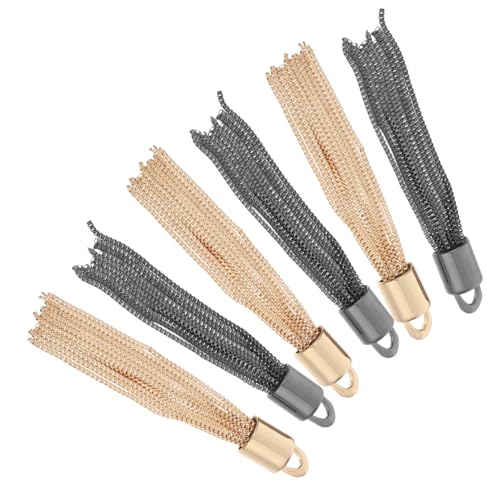 OSALADI 6 Stück Lange Metallquasten Schlüsselanhänger Taschenanhänger Mini Bag Charms für Damen Handtaschen Dekoration DIY Zubehör Modische Metallanhänger in Hellgold und Gunmetal von OSALADI