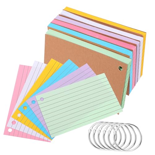 OSALADI 6 Stück Loseblatt-kreisbuch Farbig Ring Registerkarten Flashcard Klassenzimmer Karteikarten Vokabelnotizblock Rosa Regiert Schule Klein Gestanzt Studie Für Papier von OSALADI
