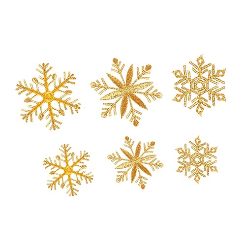 OSALADI 6 Stück Teiliges Goldene Schneeflocken Bügelapplikationen Bestickte Weihnachts Patches Langlebige Stoffaufnäher zum Nähen und Dekorieren von Kleidung Schuhen und Accessoires von OSALADI