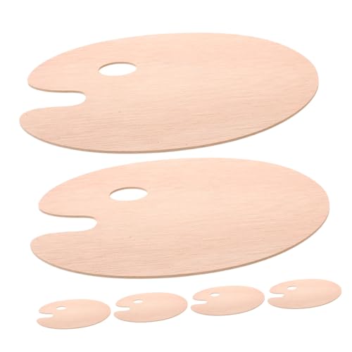 OSALADI 6 Stück Teiliges Holz Oval mit Ergonomischem Daumenloch Langlebige Künstlerpalette aus Robustem Holz Glatte Oberfläche für Einfache Farbmischung und Leichte Reinigung für Öl- von OSALADI
