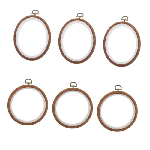 OSALADI 6 Stück Teiliges Imitation Holz Stickrahmen Rund Oval DIY Stickerei Zubehör Leichte Langlebige Stickrahmen für Anfänger Profis von OSALADI
