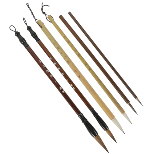 OSALADI 6 Stück Teiliges Kalligraphie Pinsel Set für Chinesische Malerei Spitze Leicht und Einfach zu Handhaben für Anfänger und Künstler Traditionelle Kalligraphie und Schreiben von OSALADI
