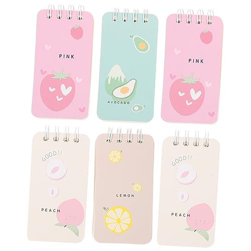 OSALADI 6 Stück Teiliges Tragbares Spiral Notizbuch Mini Früchte Memo Pads für Schüler Planen und Notieren und Stabil Einfache Handhabung für Büro und Alltag von OSALADI