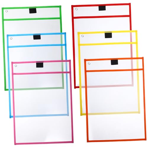 OSALADI 6 Stück Teiliges Transparente Sheet Protector Hüllen aus Klarem Material Beidseitig Schreib und Trocken Abwischbar für Einfache Organisation für Büro Schule und Zufällige Farbe OSALADI 6 Stück Teiliges Transparente Sheet Protector Hüllen aus Klarem Material Beidseitig Schreib und Trocken Abwischbar für Einfache Organisation für Büro Schule und Zufällige Farbe von OSALADI