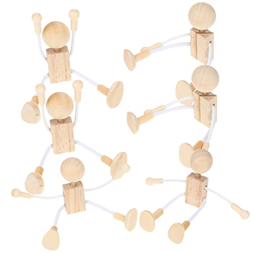 OSALADI 6 Stück Unbemalte Holzfiguren für Diy Bastelprojekte Holzspielzeug Figuren zum Bemalen Handwerk für Gestalten und Dekorieren von OSALADI