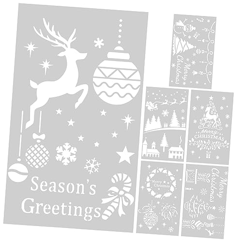 OSALADI 6 Stück Weihnachtliche Schablonen Teiliges Set Wiederverwendbare Malvorlagen für Wände DIY Handwerk Kreative Gestaltung für Weihnachten Farbenfrohe Dekoration für Zuhause von OSALADI