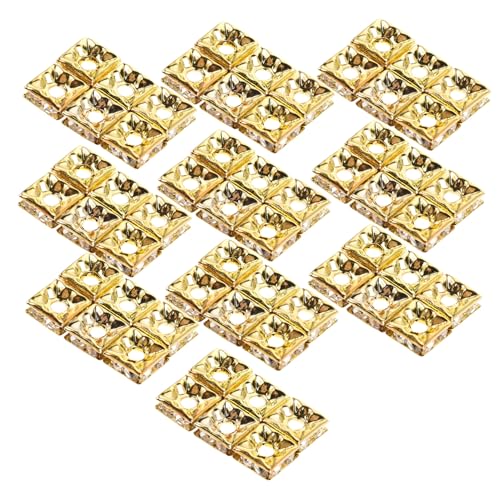 OSALADI 60 Stück Goldene Cubic Zirconia Spacer Beads Funkelnde Quadratische Perlen für DIY Schmuckherstellung Armbänder Halsketten Ohrringe und Bastelzubehör von OSALADI