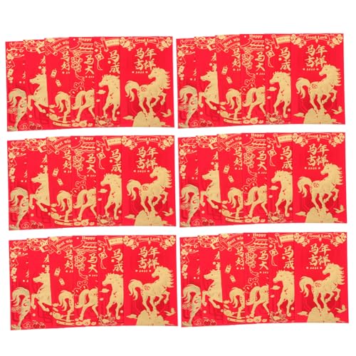 OSALADI 60 Stück Jahr Des Pferdes Rote Umschläge Hongbao Traditionelle Neujahrs-geldumschläge mit Goldprägung für Frühlingsfest Hochzeiten Geburtstage Partygeschenke von OSALADI