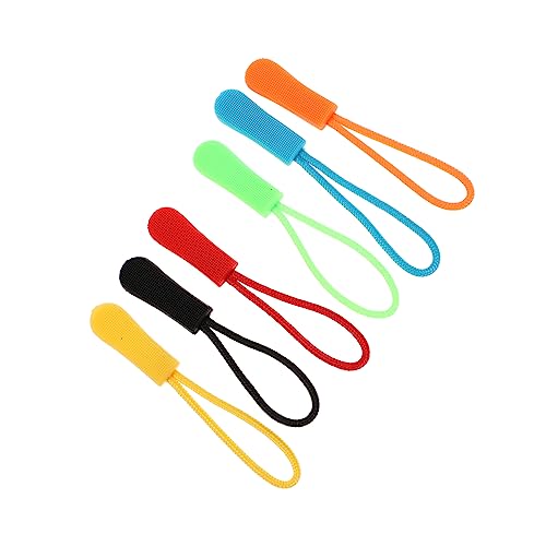 OSALADI 60 Stück Reißverschluss Anhänger Zipper Pulls mit Praktischen Schnüren Farben Schwarz Rot Gelb Grün Orange Himmelblau für Rucksäcke Kleidung und Taschen Robustes PVC Material von OSALADI