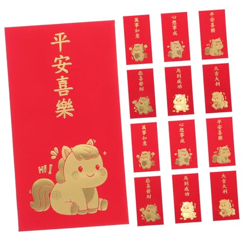 OSALADI 60 Stück Rote Umschläge Jahr Des Pferdes Kreative Hongbao Traditionelle Chinesische Neujahrsumschläge für Vietnamesisches Tet Li Xi Robuste Geldumschläge für Familienfeiern und von OSALADI