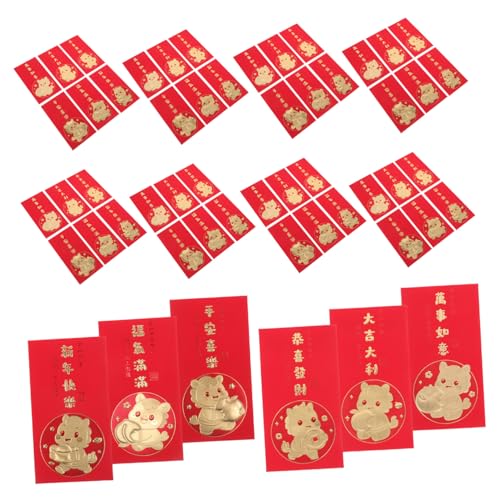 OSALADI 60 Stück Rote Umschläge Jahr Des Pferdes Robuste Papier-hongbao mit Festlichem Pferde-motiv Glücksgeldumschläge für Chinesisches Vietnamesisches Neujahrsfest Hochzeit Familienfeier von OSALADI