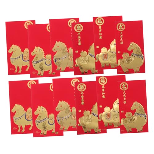 OSALADI 60 Stück Rote Umschläge mit Pferdemotiv Traditionelle Chinesische Glücksgeldumschläge aus Papier für Lunar Year Frühlingsfest Hochzeiten und Festliche Geschenke von OSALADI