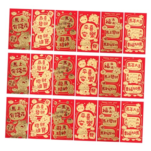 OSALADI 60 Stück Rotes Pferde-jahr Umschläge Traditionelle Chinesische Geldumschläge Hongbao für Neujahr Hochzeit und Festlichkeiten Glücksbringer mit Pferde-zodiakmotiv Vielseitige Rote von OSALADI