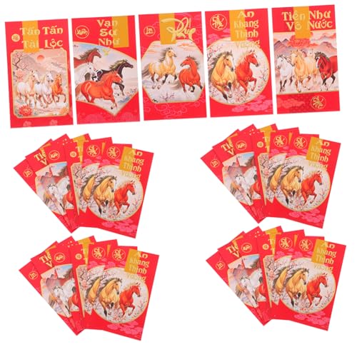 OSALADI 60 Stück Teiliges Vietnamesische Rote Umschläge Jahr Des Pferdes Papier Hong Bao Umschläge für Bargeld Frühjahrsfest mit Traditionellem Design für Neujahrsfeiern OSALADI 60 Stück Teiliges Vietnamesische Rote Umschläge Jahr Des Pferdes Papier Hong Bao Umschläge für Bargeld Frühjahrsfest mit Traditionellem Design für Neujahrsfeiern von OSALADI