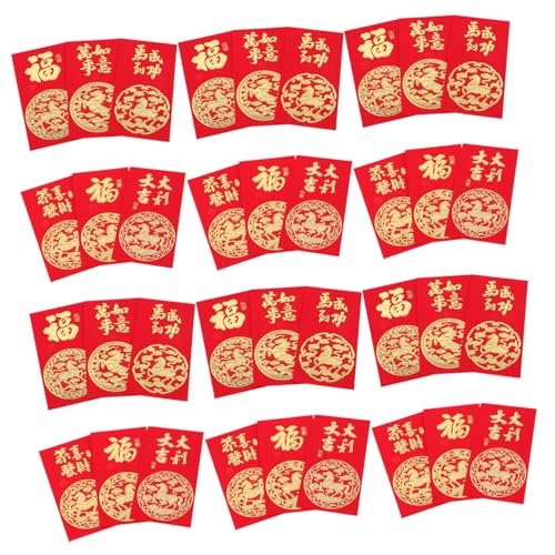 OSALADI 60 Stück Traditionelle Chinesische Rote Umschläge Jahr Des Pferdes Vietnamesische und Chinesische Geldumschläge für Neujahrsfeier Hochzeit Festliche Glücksbringer von OSALADI