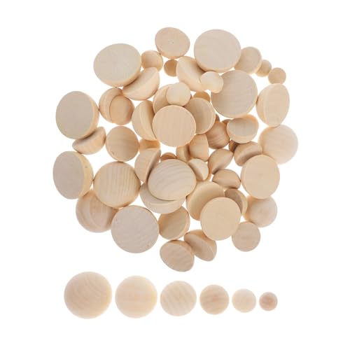 OSALADI 60 Stück Zubehör für Holzperlen halbrunde Holzperlen natürliche halbe Holzkugeln halbe Holzperlen halbe Bastelperlen unfertige Holzkugeln Mini-Halbkugelperlen Beige von OSALADI