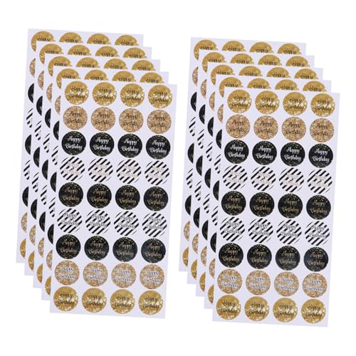 OSALADI 648 Stück Teiliges Happy Birthday Aufkleber Runde Selbstklebende Etiketten Vielseitig Einsetzbar für Geschenktüten Süßigkeitenverpackungen und Partydekoration Einfach zu Kleben für von OSALADI