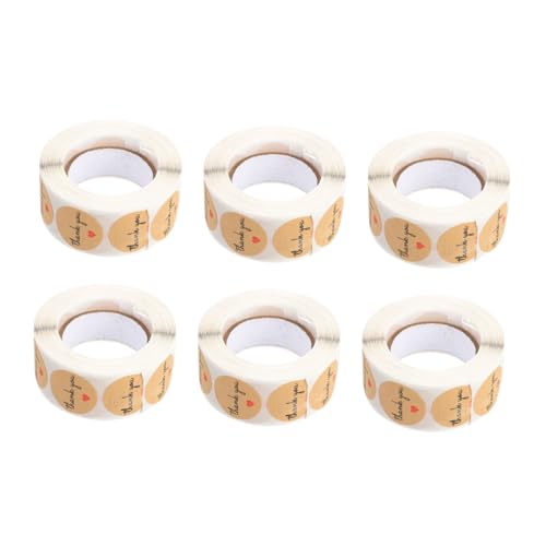 OSALADI 6Rollen Kraftpapier Dichtungsaufkleber Selbstklebende Etiketten für Geschenktüten und Versandpakete pro für Festliche und Einfache von OSALADI