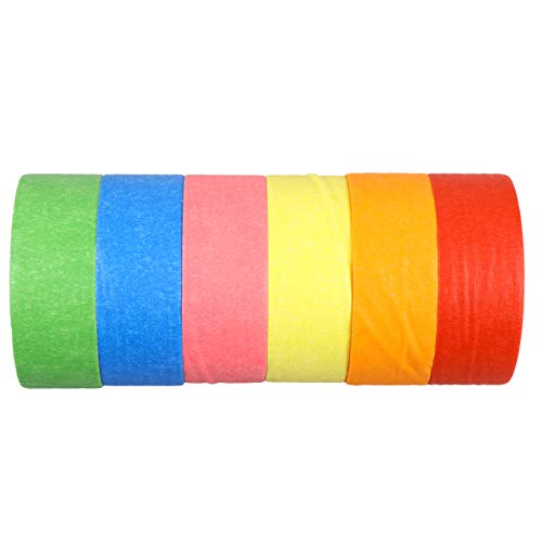 OSALADI 6Stücke Farbige Maskierung Klebebänder Dekoratives Washi Tape Rot Orange Gelb Grün Blau für DIY Projekte und Kinderaktivitäten von OSALADI