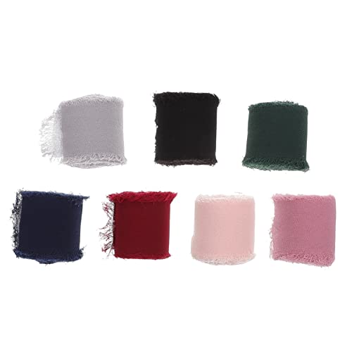 OSALADI 7 Rollen Buntes Fransen Chiffonband Diy Dekorationsbänder für Blumensträuße Geschenkverpackungen Bastelprojekte Weinrot Schwarz Rosa Taupe Dunkelgrün pro Rolle von OSALADI