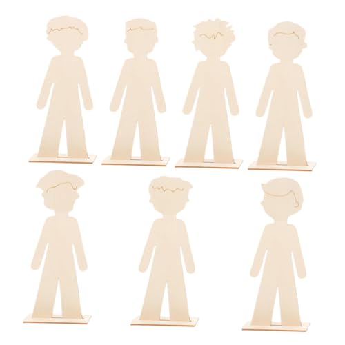 OSALADI 7 Stück Handgefertigte Jungenholzchips Malen Selber Machen Tischschild Aus Holz Schreibtischschild Holzfigur Zum Bemalen Holzfiguren Holzscheiben Zum Basteln Beige von OSALADI