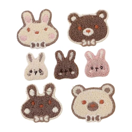 OSALADI 7 Stück Teilige Kinderstoffapplikationen mit Tiermotiven Bestickte Bären Hasenpatches aus Polyester-baumwolle Waschbare und Farbbeständige Nähapplikationen für DIY Kleidung und OSALADI 7 Stück Teilige Kinderstoffapplikationen mit Tiermotiven Bestickte Bären Hasenpatches aus Polyester-baumwolle Waschbare und Farbbeständige Nähapplikationen für DIY Kleidung und von OSALADI