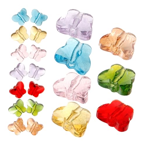 OSALADI 70 Stück Schmetterlingsperlen für winzig Schmetterlings-Abstandsperlen Schmetterling lose Perlen Charme bunt DIY handgemachtes Material Anhänger zur Herstellung von Halsketten Glas von OSALADI