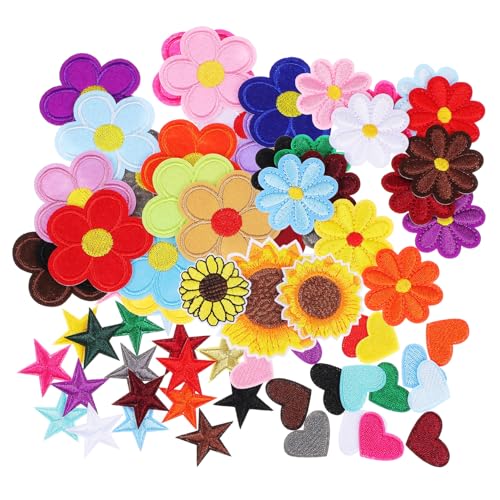 OSALADI 71 Stück Farbenfroher gestickter Stofffleck sticken sortiert Stoffflicken für Kleidung süße Patches zum Aufnähen An Kleidungsreparatur Patch Blumenbeete Stickgarn von OSALADI