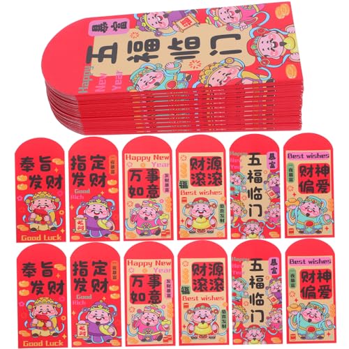 OSALADI 72 Stück Jahr Des Pferdes Rote Umschläge für Chinesisches Neujahr Traditionelle Lunar Year Money Packets mit Fein Bedrucktem Design Dicker Papierqualität für Frühlingsfest und von OSALADI