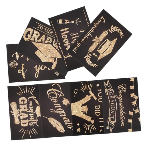 OSALADI 8 Blatt Abschlusskarte Stichworte Abschluss-Grußkarte Abschlussdekorationen Wunschkarte zum Abschluss Karten zur Abschlussfeier Einladungskarten für Partys Papier Golden OSALADI 8 Blatt Abschlusskarte Stichworte Abschluss-Grußkarte Abschlussdekorationen Wunschkarte zum Abschluss Karten zur Abschlussfeier Einladungskarten für Partys Papier Golden von OSALADI