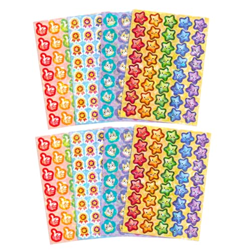 OSALADI 8 Blatt Belohnungsaufkleber Aufkleber reflektierend Spaß Kleinkinder Belohnen Lehrer dekoration stickbilder dekorative Aufkleber Belohnung druckt Aufkleber Vinyl-Aufkleber von OSALADI