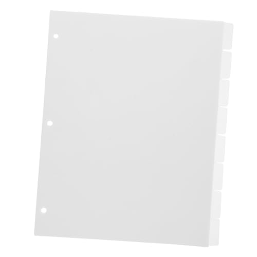 OSALADI 8 Blatt Teiliges Abnehmbare Weiße Trennblätter aus Langlebigem PP Material Beschreibbare Registerkarten für Ringbücher Notizbücher und Planer zum Organisieren und Schnellen von OSALADI