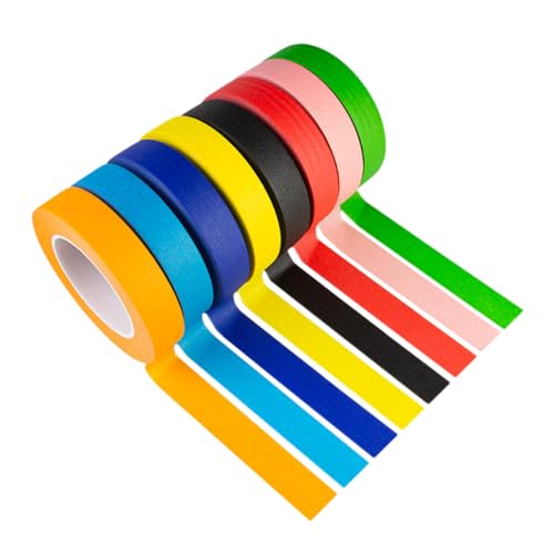 OSALADI 8 Rollen Bunte Washi Tapes Handreißbare Papierbänder für Scrapbooking Journals Dekoration und DIY Projekte Farbiges Klebeband für Kreative Bastelideen von OSALADI