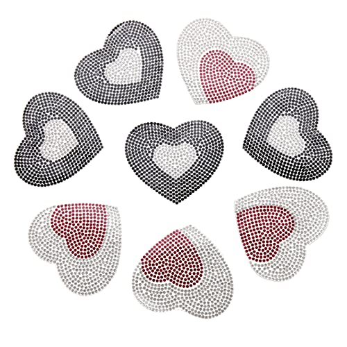OSALADI 8 Stück Teiliges Herzförmige Strass Patches für Kleidung und Taschen Dekorative Applikationen für Stilvolle Designs und Kreative Upcycling Ideen von OSALADI