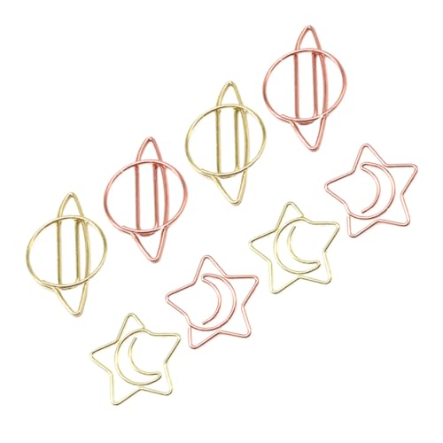 OSALADI 8 Stück Teiliges Süße Stern und Mond Papierclips Praktische Büroklammern für Dokumente Notizen Diy Lesezeichen Farbenfroh und Vielseitig Einsetzbar von OSALADI