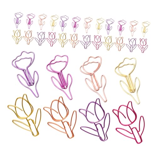 OSALADI 80 Stück Teiliges Bunte Tulpen Blumen-form Metall Büroklammern Stabile Niedliche Organizer Clips für Dokumenten Planer-ordnung Farbenfrohe Lesezeichen für Schule und Büro von OSALADI