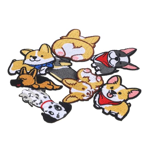 OSALADI 8Stücke Hundemotiv Stickerei Patches für Kleidung Aufnäher zur Reparatur und Dekoration für Taschen Schuhe und Hüte Vielseitige Applikationen mit Welpen Design von OSALADI