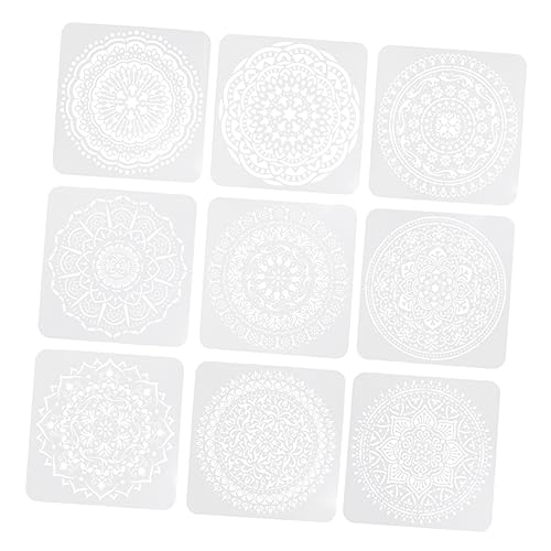 OSALADI 9 Blätter Mandala Schablonen Wiederverwendbare Vorlagen für Diy Malerei Wandgestaltung Sprühtechnik und Scrapbooking Langlebig Pet Gefertigt von OSALADI