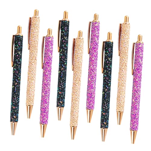 OSALADI 9 Stück Teiliges Bling Kugelschreiber mit Glitzer Pailletten Einziehbar Metall Gel-tinte für Frauen Lehrerinnen Schule Büro Schreibwaren Party von OSALADI