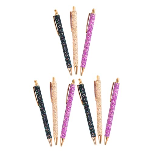 OSALADI 9 Stück Teiliges Bunter Glitzer-kugelschreiber mit Pailletten Einziehbar Schwarze Tinte Niedliches Cartoon-design Vielseitig für Schule Büro Frauen und Mädchen Einfache Handhabung von OSALADI