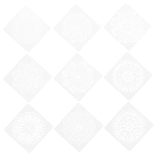OSALADI 9 Stück Teiliges Mandala Malschablonen Set Wiederverwendbare Diy Malvorlagen für Kreative Kunstprojekte Kompatibel mit Wasserfarbe Öl und Acrylfarbe für Erwachsene von OSALADI