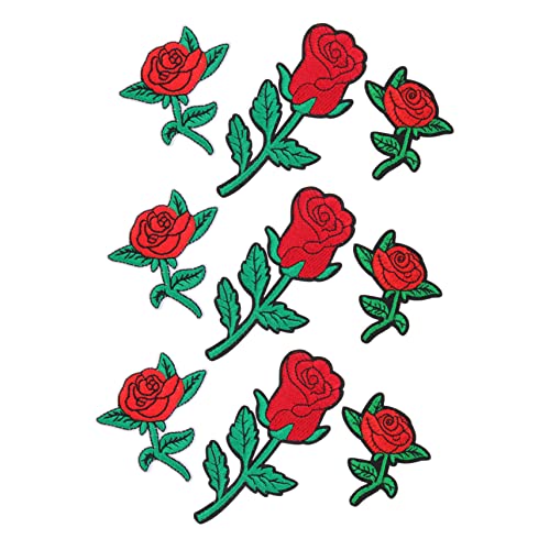 OSALADI 9 Stück Teiliges Rosenblumen Stoffpatches zum Aufnähen und Aufbügeln Dekorative Flicken für Kleidung DIY Langlebige Applikationen zum Reparieren und Verschönern von Jacken Taschen von OSALADI