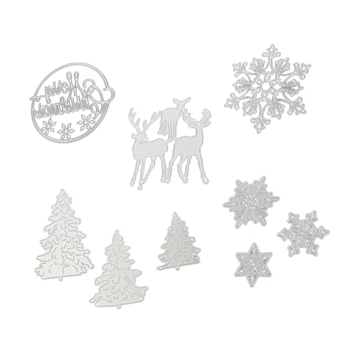 OSALADI 9 Stück Teiliges Weihnachts Stanzformen aus Kohlenstoffstahl Wiederverwendbare DIY Schneidewerkzeuge für Scrapbooking Prägeschablonen mit Festlichen Motiven für Bastelmaschinen von OSALADI