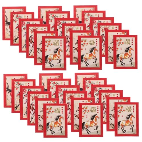 OSALADI 90 Stück Lunar Year Envelopes mit Kreativem Pferdemotiv Chinesische Rote Umschläge für Frühlingsfest Hochzeit Geburtstag Traditionelle Glücksgeldumschläge für Familie und Geschäft von OSALADI
