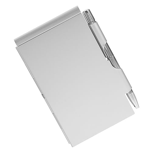 OSALADI Aluminium Mini Notizbuch mit Stift Tragbarer Notizblock Kreatives Design für Büro Schule und Reisen Stilvoller Abreißbarer Notizblock Silber von OSALADI