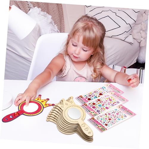 OSALADI Bastelset Holz Handspiegel Teiliges DIY mit Kronenform Aquarellstiften und Farben Strasssteinen Kleine Handliche Spiegel zum Bemalen und Dekorieren für OSALADI Bastelset Holz Handspiegel Teiliges DIY mit Kronenform Aquarellstiften und Farben Strasssteinen Kleine Handliche Spiegel zum Bemalen und Dekorieren für von OSALADI