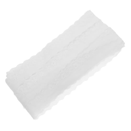 OSALADI Baumwollspitze Blumenspitze Pom Pom Spitzenbesatz bestickter Bandbesatz mit Blumenmuster Spitze zum Nähen von Besatz Ösenspitze Spitzenband Stoff Weiß von OSALADI
