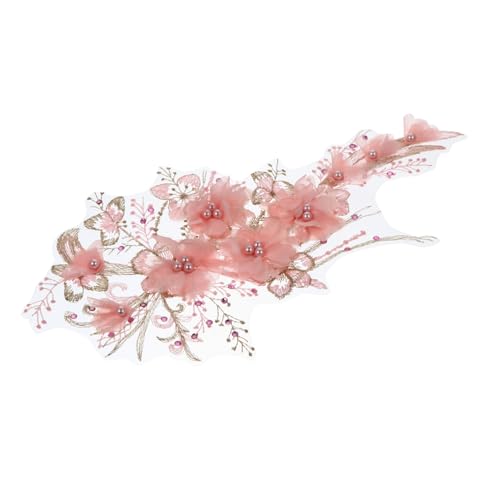 OSALADI Bestickter Blumen applikation Aufnäher zum Aufbügeln und Nähen Pinke Spitzenverzierung DIY Stoffflicken für Kleidung Taschen und Kostümdekoration Praktische Textil patches von OSALADI