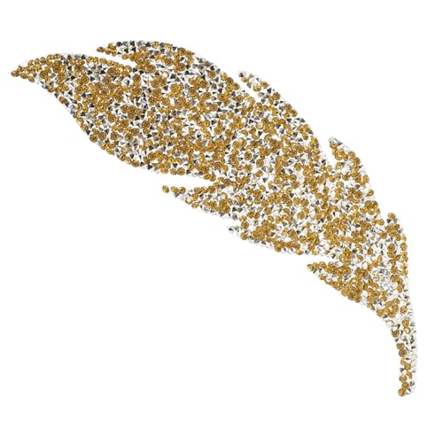 OSALADI Blattförmiger Strass Applikation Aufnäher für Diy Kleidung Taschen und Accessoires Selbstklebend Strapazierfähigem Material Kristallgelb für Kreative Projekte von OSALADI